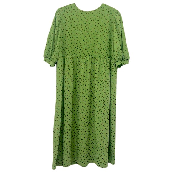SeeU Hope To See You Again Green Floral Corduroy Midi Dress Prairie Plus Size - Picture 1 of 15